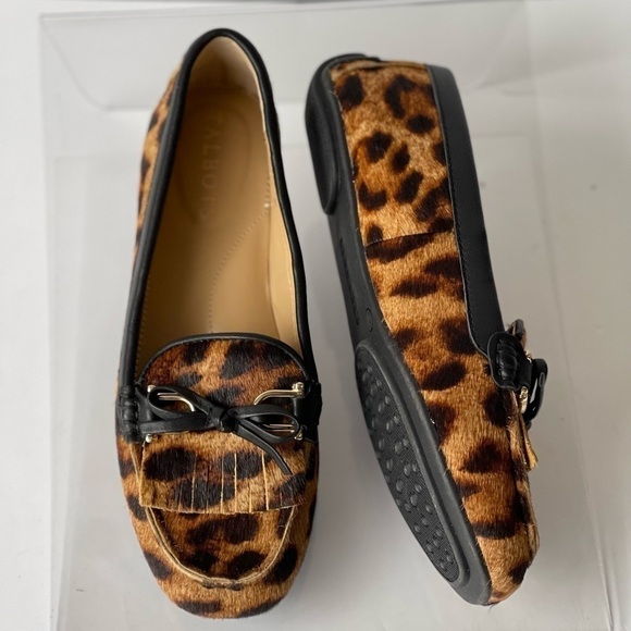 Talbots Leopard Loafer Flats Slip-On Shoes Fur Fringe Tassel Bow, Sz 5M - Picture 5 of 11